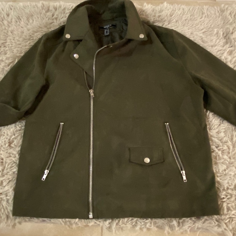 Green faux suede jacket
